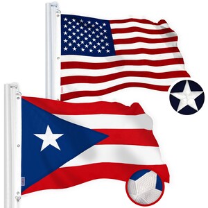 Embroidered USA & Puerto Rico Flag Set: 6x10 Ft Spun Polyester