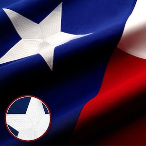 G128 - Texas State Flag 4x6ft Embroidered Stars Sewn Stripes Heavy Duty 220GSM Tough Spun Polyester Quality with Brass Grommets