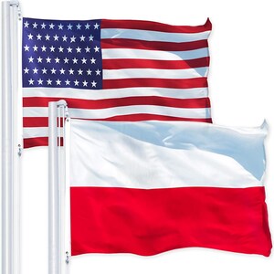 USA & Poland Flag Set: 3x5 Ft Printed Polyester