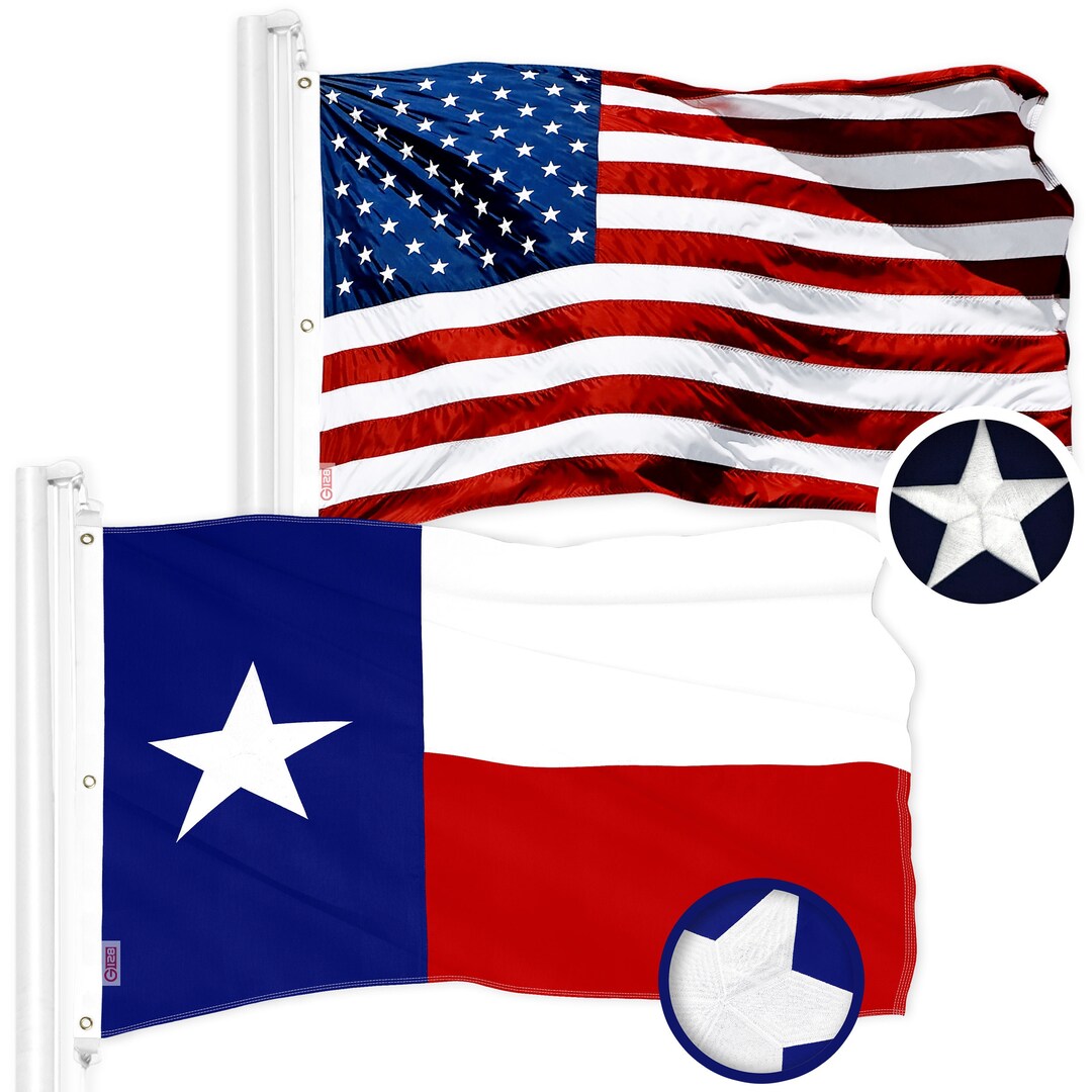Texas Custom Flags Embroidered USA & Texas Flag Set: 6x10 Ft 300D Polyester - Etsy