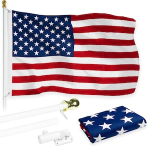 Tangle Free 6 ft Flagpole: USA Flag with Brass Grommets Included