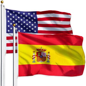 USA & Spain Flag Combo: 3x5 Ft Printed Polyester