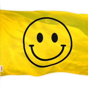 G128 - Smiley Face Flag 3x5 FT Printed Brass Grommets 150d Polyester Indoor/Outdoor - Much Thicker More durable Than 100d 75d Polyester
