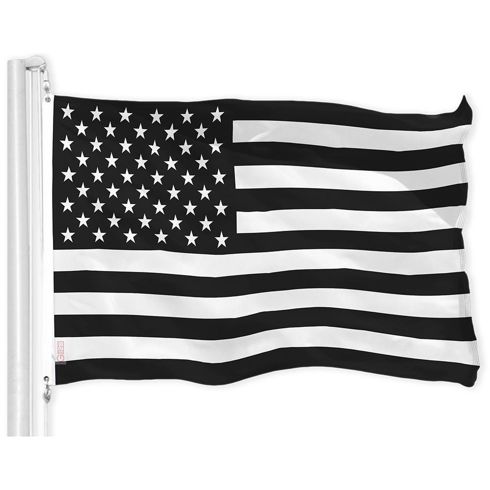 アメリカ国旗　フラッグ Black and White USA Flag: 3x5 Ft 150d Polyester With Brass