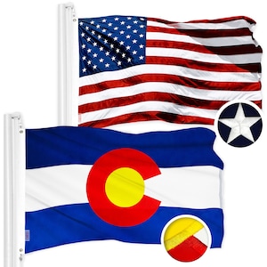 G128 Combo Pack: American USA Flag 2.5x4 Ft & Colorado CO State Flag 2.5x4 Ft | Both ToughWeave Series Embroidered Polyester, Embroidered