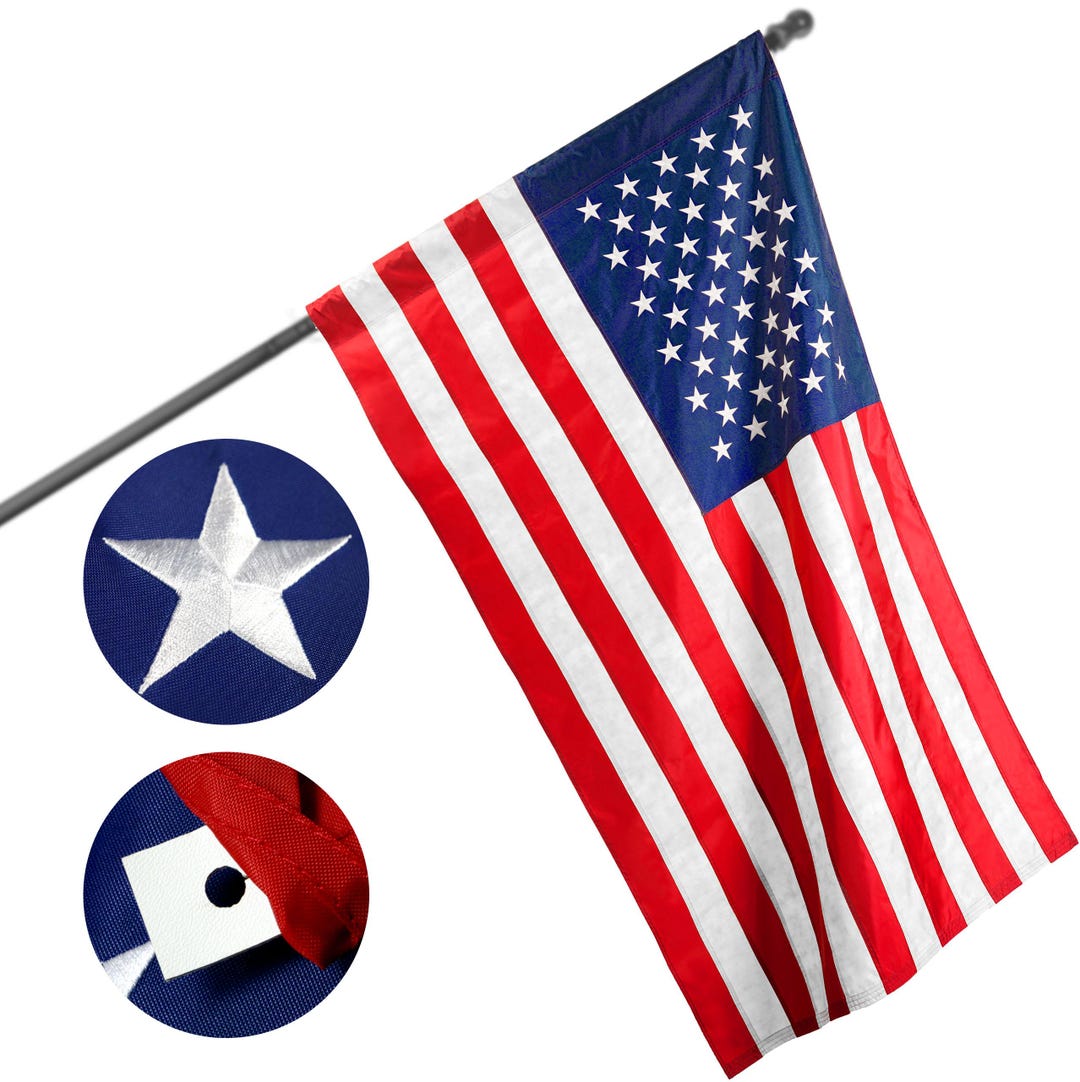 3x5 Embroidered USA American Thin Red Line Flag – 210D Nylon – Pole Sleeve – Trade Winds