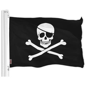 Jolly Roger Pirate Flag: 3x5 FT Polyester, Brass Grommets