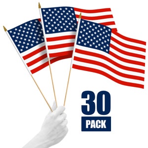 American USA Stick Flags: 12x18 In, 150D Polyester, 30 Pack