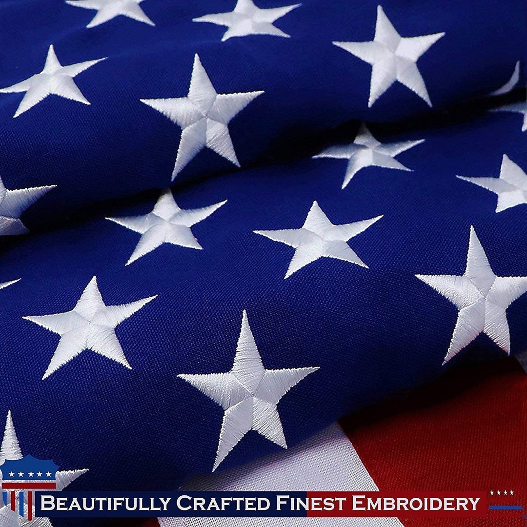This 10x15 Ft American Flag For Outside, 100% In USA Strongest, Longest Lasting, Heavy Duty Nylon, Embroidered Stars, Sewn Stripes, Brass Grommets Perfect For Outdoors! Premium US Flag - Foto 11