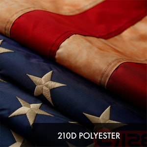 Tea Stained American Flag: Embroidered Stars, 6x10 Ft Polyester immagine 4