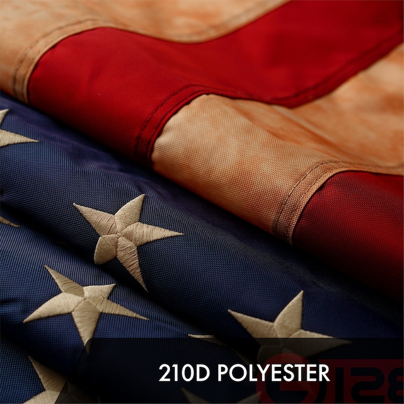 Tea Stained American Flag: Embroidered Stars, 6x10 Ft Polyester immagine 4