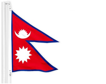 Nepali Flag: Vibrant Printed Polyester, Brass Grommets, 3x5 Ft