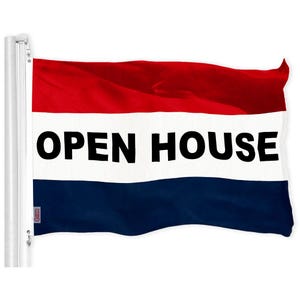 Open House Flag: 3x5 FT Printed 150D Polyester, Brass Grommets