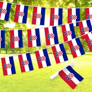 Croatian Flag Bunting Banner: 33 ft Polyester Decoration