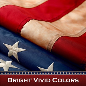 Tea Stained American Flag: Embroidered Stars, 2x3 Ft Polyester 画像 4