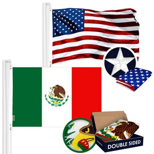 USA & Mexico Flag Set: Embroidered Polyester (2.5x4 Ft)