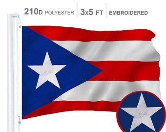 Puerto Rico (Puerto Rican) Flag 210D Embroidered Polyester 3x5 Ft