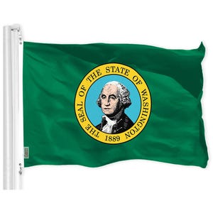 Washington State Flag: Vibrant 150D Polyester, 3x5 ft, Brass Grommets