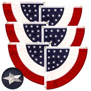 Embroidered USA Pleated Fan Flag 2x2 ft - 3 Pack