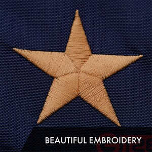 Tea Stained American Flag: Embroidered Stars, 5x8 Ft Polyester image 3