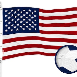 Embroidered Stars USA Flag: Sewn Stripes, 600D Polyester (12x18 Ft)