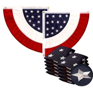 Embroidered USA Pleated Fan Flag - Patriotic Bunting (10 Pack)