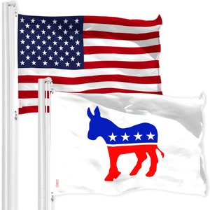USA Flag & Democratic Party Flag Combo: 3x5 Ft Polyester, Brass Grommets