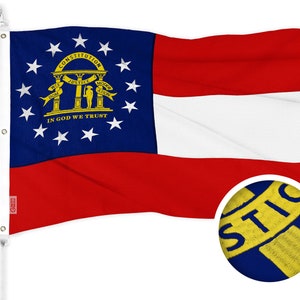 Embroidered Georgia State Flag: 600D Polyester, 5x8 Ft
