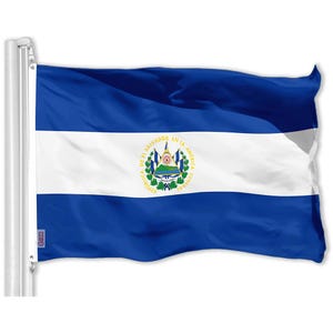 G128 El Salvador Salvadoran Flag | 3x5 Ft | Printed 150d Polyester - Indoor/Outdoor, Vibrant Colors, Brass Grommets, Quality Polyester,