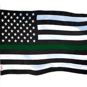 Thin Green Line American Flag: 3x5 ft Polyester, Brass Grommets