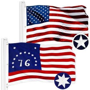 American USA Flag & Bennington '76 Flag Combo: Embroidered 300D Polyester (5x8 Ft)