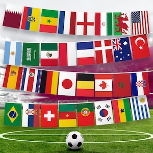 2022 World Cup Bunting Banner: 32 Country Flags, 40 Foot String