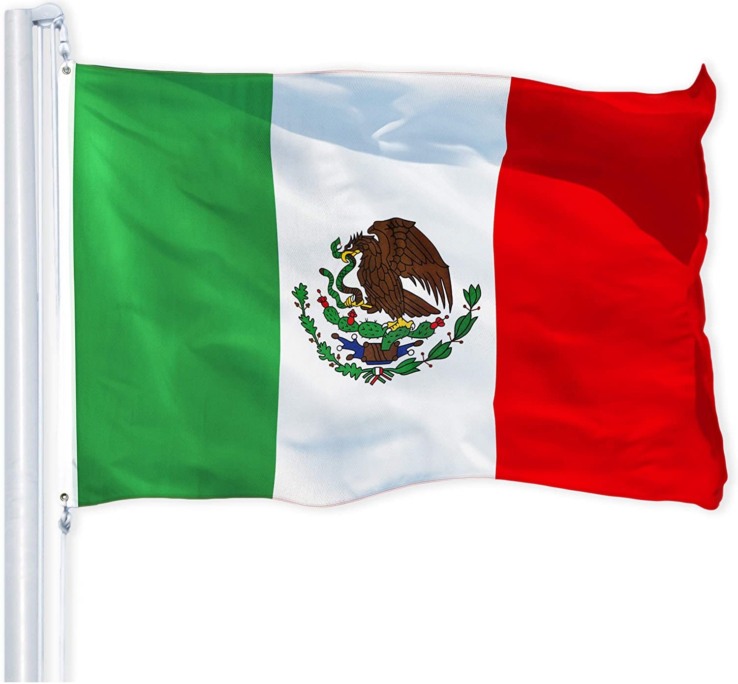 G128 Combo Pack USA American Flag 3x5 ft 75D Printed Stars & Mexico Mexican Flag 3x5 ft 75D Printed