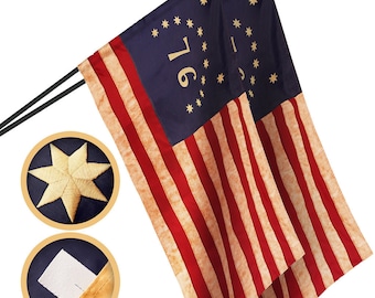 G128 2 Pack: Bennington 76 Tea-Stained Flag | 1x1.5 Ft | ToughWeave Pro Series Pole Sleeve Embroidered 420D Polyester | Historical Flag,