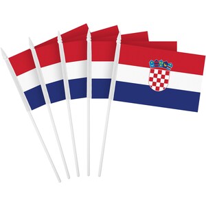 Croatian Stick Flags: 24 Pack Handheld Polyester Flags (4x6 In)