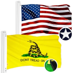 Embroidered USA & Gadsden Flag Set: 3x5 Ft Polyester Flags