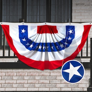 Embroidered USA Pleated Fan Flag: Patriotic Bunting Decoration (4x8 Feet)