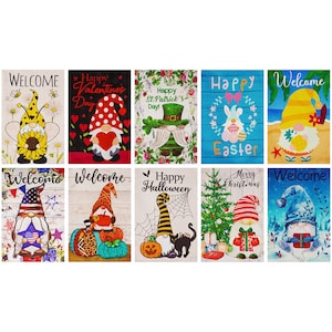 Holiday Gnomes Garden Flag Set: Double Sided Seasonal Decor (12x18 In)