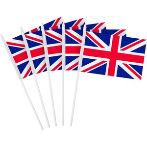 UK Stick Flags 10 Pack | 4x6 Inch Polyester, Solid Plastic Stick