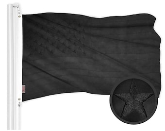 All Black American Flag 3x5 ft: Embroidered Stars, Sewn Stripes