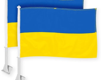 Ukraine Car Flag: 2-Pack Ukrainian Flags, Heavyweight Polyester