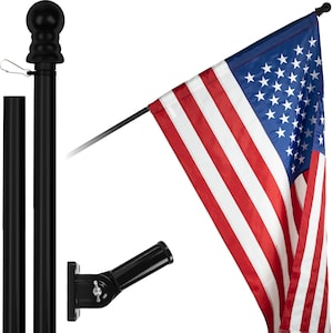 Tangle Free 6 ft Black Flagpole with Embroidered 3x5 American Flag