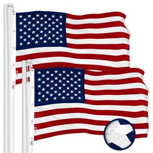 American USA Flag 2-Pack: Embroidered 600D Polyester (12x18 Ft)