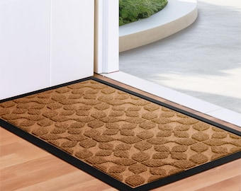 Brown Geometric Floral Doormat: Non-Slip Rubber Backing (17x29.5 In)