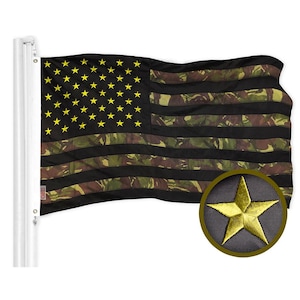 G128 American USA Camouflage Flag 3x5 Feet Embroidered Green Stars Camo Stripes 420D Polyester image 1