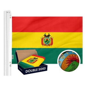 Embroidered Bolivian Flag: Double Sided 3x5 ft, Heavy Duty Polyester