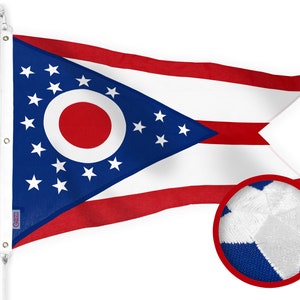 Embroidered Ohio State Flag: 5x8 Ft 220GSM Spun Polyester, Indoor/Outdoor