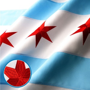 Chicago City Flag 4x6FT Embroidered 220GSM Spun Polyester Illinois