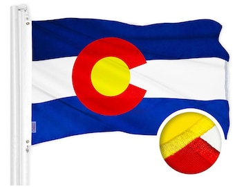 Embroidered Colorado State Flag: 2x3 Ft, 300D Polyester, Brass Grommets