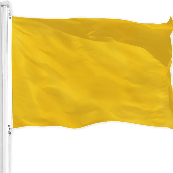G128 Solid Golden Yellow Color Flag | 3x5 feet | Printed 150d – Indoor/Outdoor, Vibrant Colors, Brass Grommets, Quality Polyester, Much